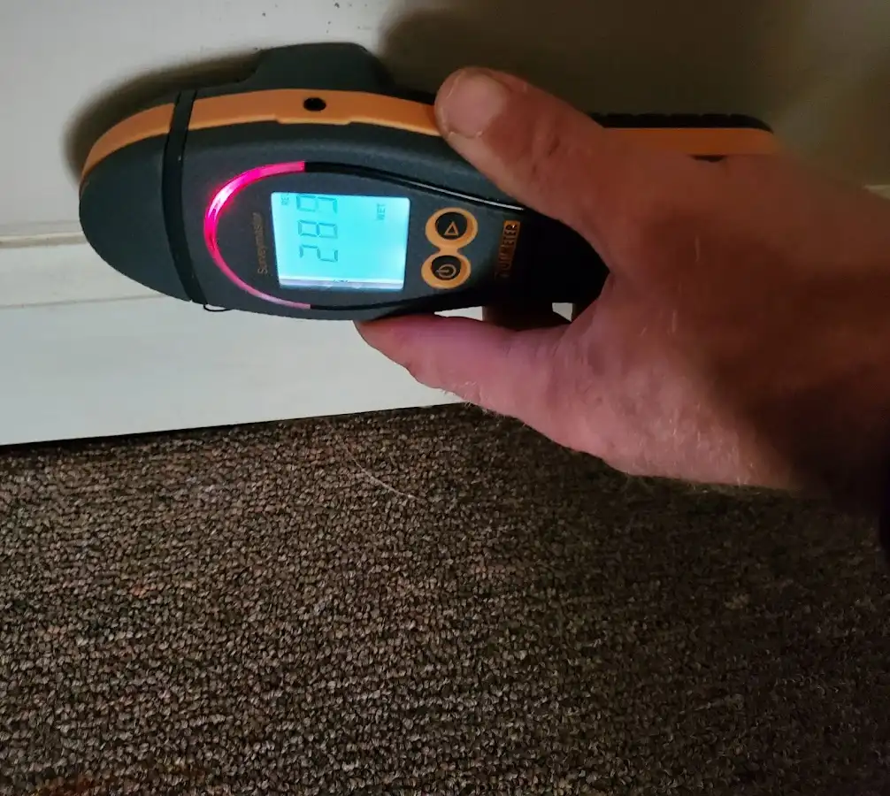 Moisture detection at baseboard during Sewage Cleanup & Sanitation in Woods Cross